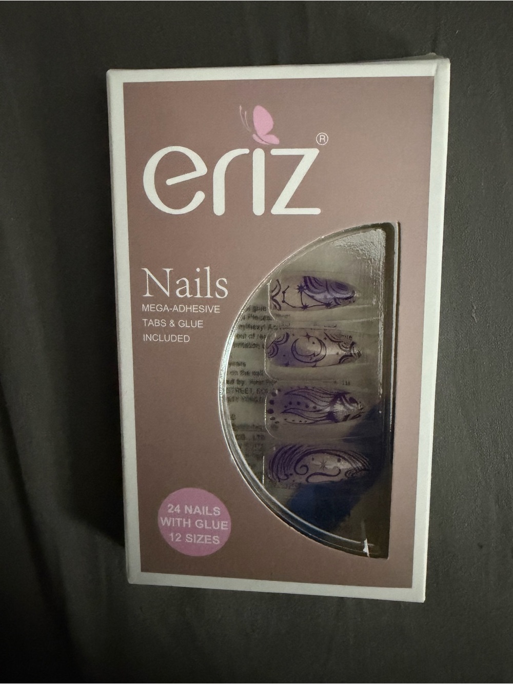 Purple Decorative Press-On Nails with Adhesive